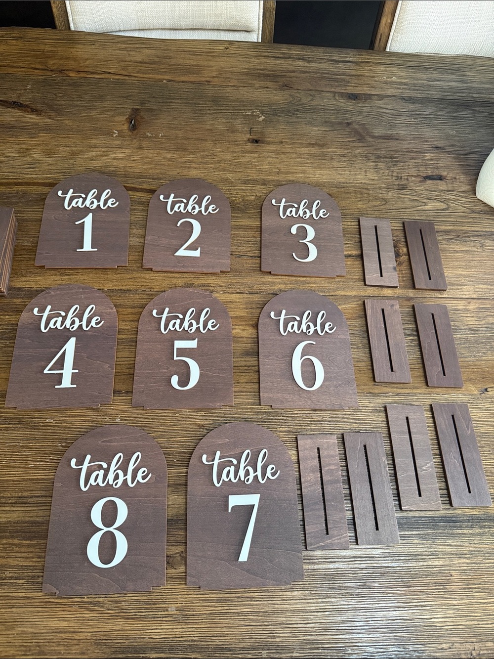 Rustic Brown Table Number Signs - Set of 15